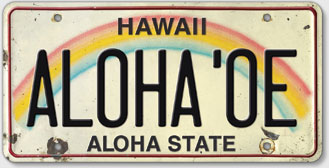 Aloha 'Oe - Hawaiian Vintage License Plate