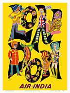 London England - Air India - John, Paul, George, and Ringo with Maharaja c.1968 - Fine Art Prints & Posters