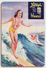 Surfer Girl, Libby's Pineapple Poster - Wood Sign Art