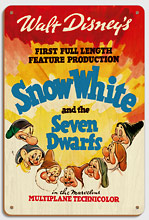 Walt Disney's Snow White and the Seven Dwarfs - First Full Length Feature Production Technicolor - Wood Sign Art