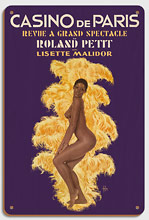 Casino De Paris - Revue by French choreographer Roland Petit - with Nude Dancer Lisette Malidor - Wood Sign Art