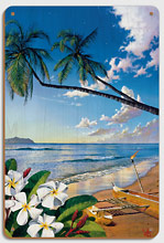 Distant Shores - Hawaiian Paradise Ocean View - Wood Sign Art