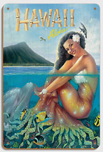 Hawaiian Mermaid - Aloha from Hawaii - Wood Sign Art