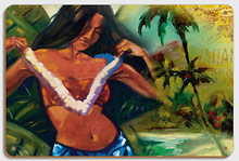 Angelica - Hawaiian Hula Dancer With Lei - Wood Sign Art