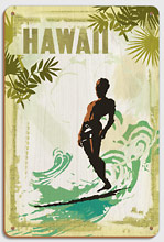 Hawaii - Surfer On Wave - Soul Arch - Wood Sign Art
